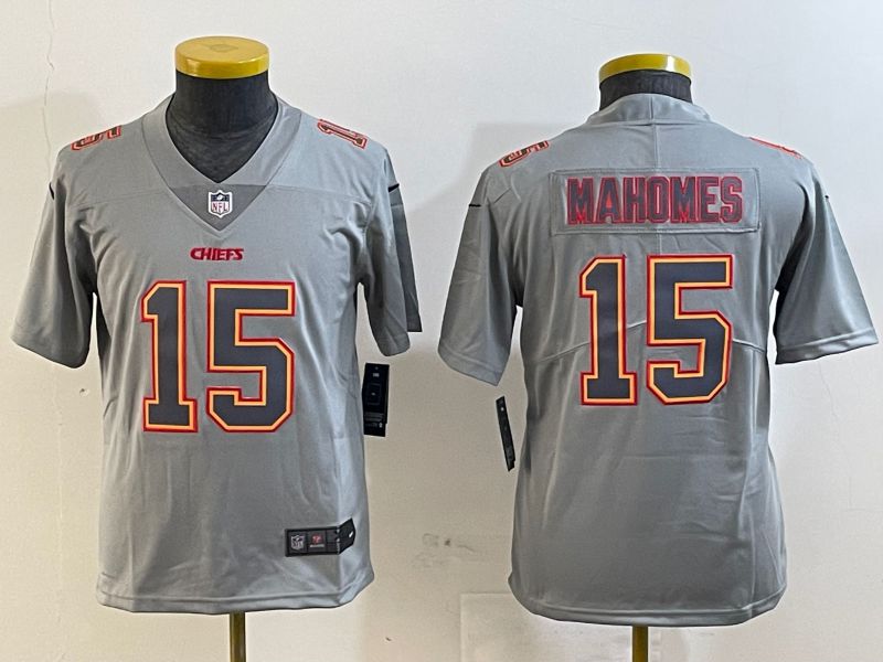 Youth Kansas City Chiefs #15 Mahomes Grey 2025 Nike Vapor Limited NFL Jersey style 209->youth nfl jersey->Youth Jersey